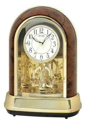 "Crystal Dulcet II" Musical Motion Mantel Clock, Woodgrain - Image 1 of 4