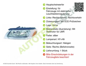 Scheinwerfer Rechts Halogen H7/H9 für Volvo S80 II Limo V70 III Kombi 07-12 - Bild 1 von 10