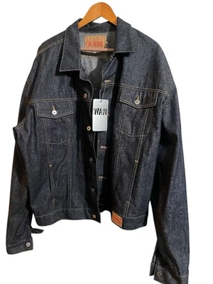 VTG Guess Jean Jacket Men 3XL Blue Raw Denim Trucker 90s Hip-Hop XXXL - Image 1 of 4