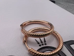 Authentic Pandora Moment Charm Hoop Earrings S925 ALE rose gold - Picture 1 of 2