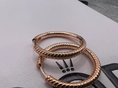 Authentic Pandora Moment Charm Hoop Earrings S925 ALE rose gold - Image 1 of 2