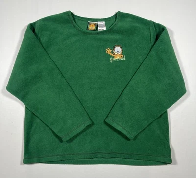 Sudadera Garfield vintage para mujer grande verde polar cuello redondo bordada Foto 1 de 4