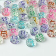 200pcs Mixed Letter Acrylic Beads Round Flat Spacer Bead Jewelry Making Accessor