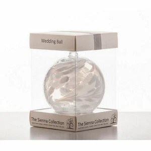 Sienna Glass Wedding White Friendship Ball Hanging Ornament Handmade Home Gift - Picture 1 of 2