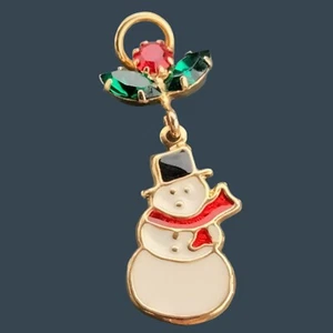 Spilla spilla pupazzo di neve strass agrifoglio vintage Natale vacanze gioielli - Foto 1 di 6