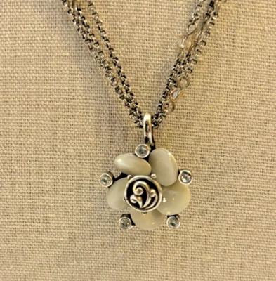 Brighton "Blossom" silver plated flower necklace, crystals on multi strand chain - Image 1 of 4