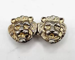 Hebilla de cinturón vintage doble cabeza de león entrelazada 2 piezas tono dorado - Imagen 1 de 5
