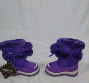 Purple With Fur Snow Tec Kids Snow Boots , Sz 5 - Picture 1 of 7