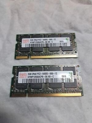 HYNIX 4GB 2Rx8 PC2-6400S-666-12 HYMP125S64CP8 Laptop RAM Kit 2 x 2GB - Image 1 of 4