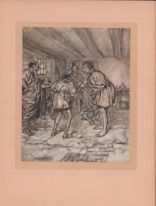 Arthur Rackham 1912 Tipped-In Print Men Argue Pub Play Midsummer Nights Dream - Bild 1 von 5