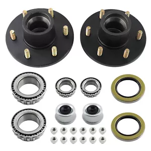 Pair Trailer Hubs Convert Mobile Home with Bearings 6000# 6 Lug 6x5.5 Idler Axle - Foto 1 di 11