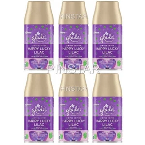 GLADE AUTOMATIC SPRAY HOME AIR FRESHENER HAPPY LUCKY LILAC REFILLS 269ML X 6 - Picture 1 of 5