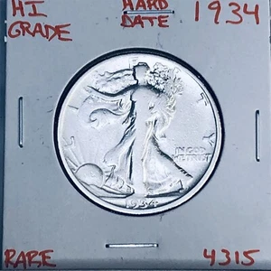 1934 WALKING LIBERTY SILVER HALF DOLLAR HI GRADE U.S. MINT RARE COIN 4315 - Picture 1 of 3