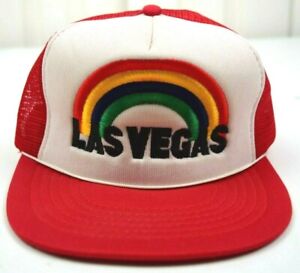 Embroidered Las Vegas Rainbow Vintage Snapback Mesh Trucker Hat Cap NWOT superb