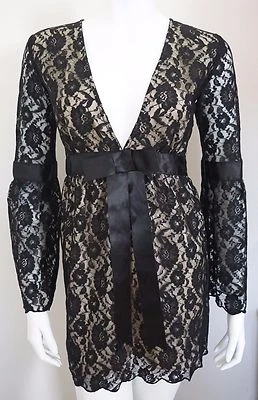 $3370 🆕️ Auténtico Mini Vestido VALENTINO Negro FLORAL ENCAJE 38 US-0 2XS Foto 1 de 4