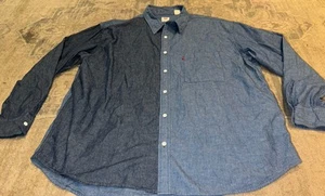 LEVIS Mens Oversized Two-Tone Denim Long Sleeved Shirt Blue Size Large - Picture 1 of 5