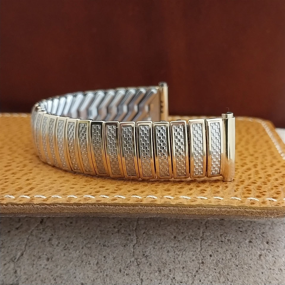 Correa de reloj Hadley Elgin oro blanco y amarillo relleno correo dorado sin usar años 50 vintage Foto 1 de 4