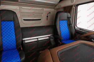 2x Coprisedile Blu Camion 1+1 Ecopelle Imbottita Lusso per DAF XF 106 2015-2021 - Foto 1 di 6