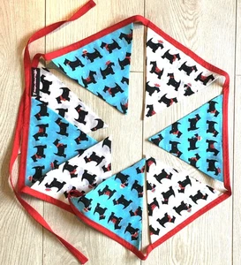 Fiesta de Navidad Bunting ScottieDog Azul Blanco Banderas Hecho a Mano Polialgodón 2.3M NUEVO - Imagen 1 de 6