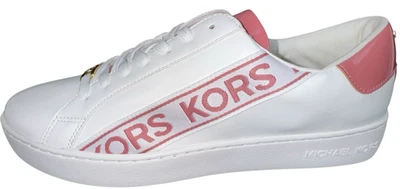 Michael Kors Womens Size 9 KORS Print Faux Leather White Blush Sneakers Keaton - Image 1 of 4
