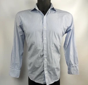 Camisa de vestir Van Heusen para hombre talla 41/86 ajuste a medida patrón azul 100 % algodón - Imagen 1 de 15