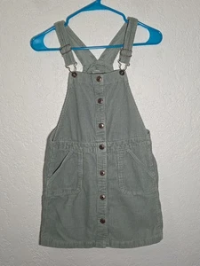 Oshkosh Girl Dress 12 Green Corduroy Overalls Mint Green - Picture 1 of 6