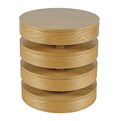 Mesa auxiliar redonda Brix Mid-Century moderna escultura flotante en capas Foto 1 de 4