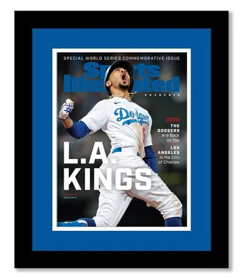 Marco de revista Sports Illustrated con tapete doble colores de los Dodgers de Los Ángeles Foto 1 de 3