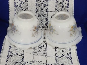 Vintage Ruffled Blue Floral White Glass Tulip Lamp Shade Sconce - Picture 1 of 6