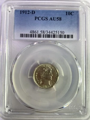 1912-D Barber Dime PCGS AU58 - Image 1 of 4