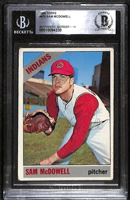 1966 Topps 470 Sam McDowell  BGS Auto Autographed BAS Authentic C99720 - Image 1 of 3