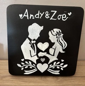 Personalised Wedding Plaque Handmade & Handpainted. (Bride & Groom) - Picture 1 of 3