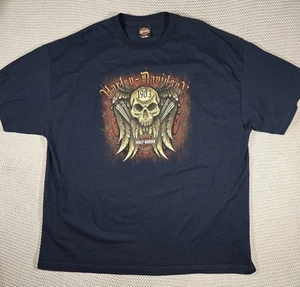 Harley Davidson Wild Fire Villa Park Illinois Graphic T-Shirt Men's 3XL Skull  - Picture 1 of 11