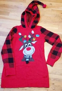 Almost A Famous Girl's Christmas sweater, with Hood  Size M New  - Picture 1 of 3