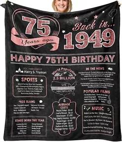 Happy 75th Birthday 1949 Blanket 60LX50W *NEW* - Picture 1 of 2