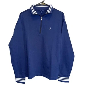 Nautica Womens Large Pullover Sweatshirt Navy Quarter-Zip Large Shirt Blouse - Picture 1 of 7