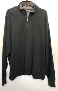 Maglione Orvis 1/4 zip uomo XL grigio finto collo pullover 100% cotone outdoor - Foto 1 di 10