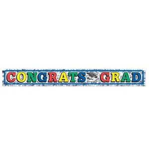 Metallic Congrats Grad Fringe Banner - Picture 1 of 1