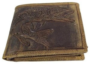 Echt Büffel-Leder Geldbeutel Sternzeichen Fisch - Geldbörse Portemonnaie - Picture 1 of 5