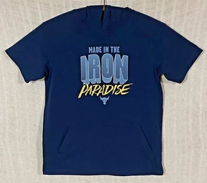 Under Armour Project Rock Iron Paradise Boy's Large Blue S/S Hooded T-Shirt Tee - Picture 1 of 3
