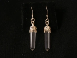Exquisitos pendientes de prisma de cristal transparente corona de plata esterlina. ¡Haz una oferta! #1872 - Imagen 1 de 6