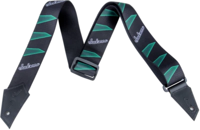 Correa de guitarra genuina con logotipo de Jackson, patrón de cabezal, negro/verde Foto 1 de 2