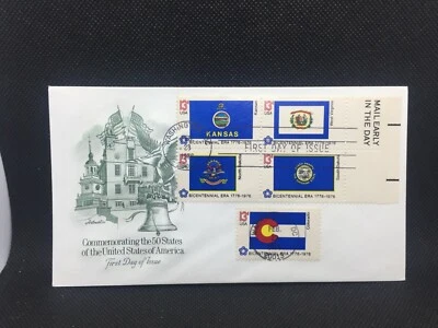 FDC Envelope & Stamp: Commemorating 50 United States KS, WV, CO, SD, ND 1976 - Image 1 of 3