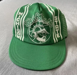 Vintage MSU Michigan State University Spartans 1970s Trucker Hat Union Made USA - Picture 1 of 5