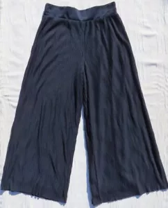 Pantalones al tobillo ANTHROPOLOGIE US para mujer 8 M azul marino plisados tiro alto pierna ancha - Imagen 1 de 5