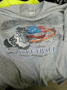 Basketball T Shirt Mens XL Adult Gray "Pure American" Hoops USA - Picture 1 of 8