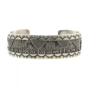 Roland Begay - Navajo Sterling Silver Storyteller Bracelet, Size 6.75 - Picture 1 of 4