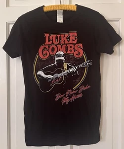 Luke Combs T Shirt Small Black 2019 Tour Concert Beer Never Broke My Heart - Picture 1 of 4