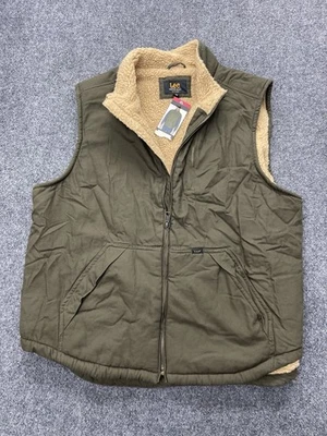 Chaleco LEE Premium Select Para Hombres XL Verde Oliva Sherpa Forrado Cremallera Lona Ropa de Trabajo Foto 1 de 4