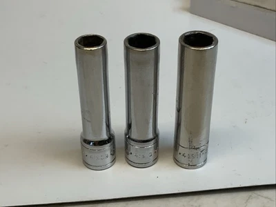 S-K 3pc 1/4 Drive Deep 6pt SAE Sockets, 9/32, 5/16, 11/32, USA Made - Image 1 of 4